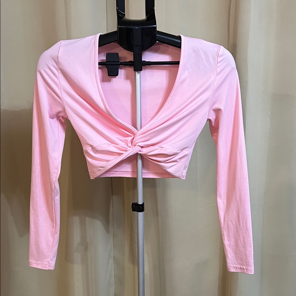 SHEIN Light Pink Twist Front Blouse